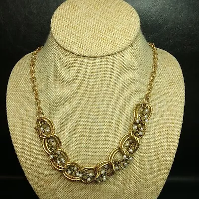 Vintage Jewelry Intertwined Faux Pearl Chain Necklace. 8012 • $17.99