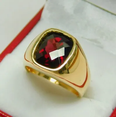 22k Yellow Gold Natural Garnet Gemstone Ring For Men's Gift #4166 • $2255.06