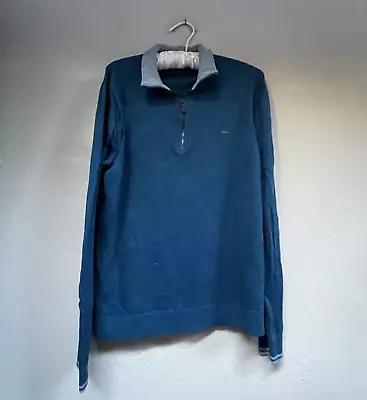 Michael Kors Men's Casual Half Zip Polo Shirt XL Cotton Blend Blue Long Sleeve • $27.87