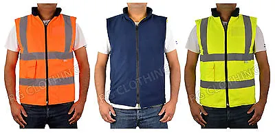Hi-Vis High Visibility Reversible Fleece Bodywarmer Waistcoat Work Jacket S-5XL • £21.99