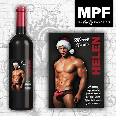 £3 • Buy Personalised CHRISTMAS Sexy Wine Bottle Label - Man Joke Secret Santa Gift