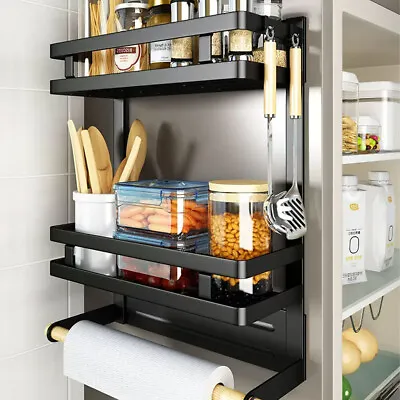 Refrigerator Shelf & Towel Holder Magnetic Rack Spice Rack Seasoning Organizer • £14.95