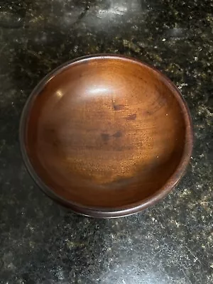 Vintage Genuine Dark MAHOGANY WOOD Round Serving Trinket BOWL Hand Made In HAITI • $20