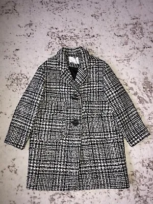 New Zara Kids Two Tone Black White Plaid Tweed Coat 8 Years • $119