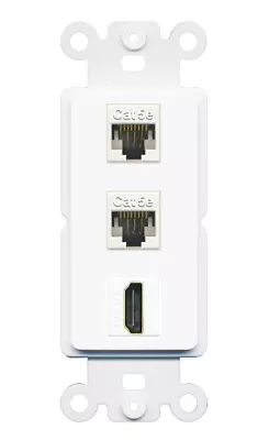 2 Port CAT5E Ethernet HDMI Wall Plate DecorZ ROCKER White • $12.44