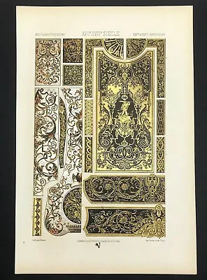 Ornamental Motifs  Designs 17th & 18th Century Lithograph Print By Racinet 1871 • £28