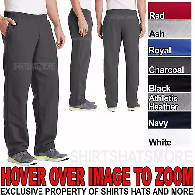Mens Core Fleece Open Bottom Sweat Pants With Pockets Poly Cotton Blend S M L XL • $19.99