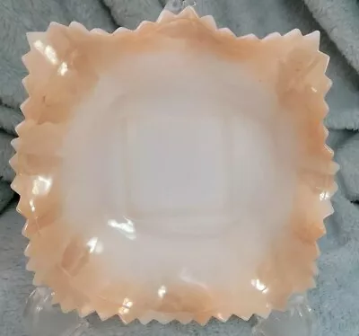 Vintage Milk Glass Saw Toothed Square Candy Nut Bowl Dish • $20