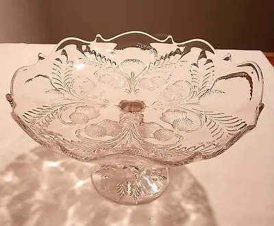 Mosser Glass Inverted Thistle Cake Plate Pedestal Pastry Stand Clear • $34.99