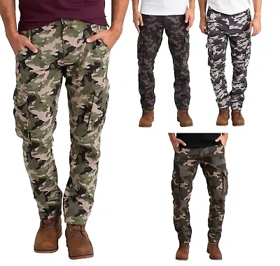 Mens Military Camo Cargo Trouser Casual 100%Cotton Utility Multi Color Work Pant • $19.54