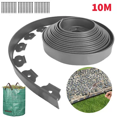 10 – 50 Metre FLEXIBLE GARDEN BORDER GRASS LAWN PATH EDGING WITH PLASTIC PEGS • £68.95