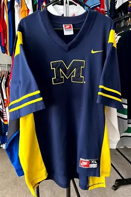 VTG Nike Michigan University Wolverines Basketball Warmup Shirt XL 90s Fab Five • $64.32