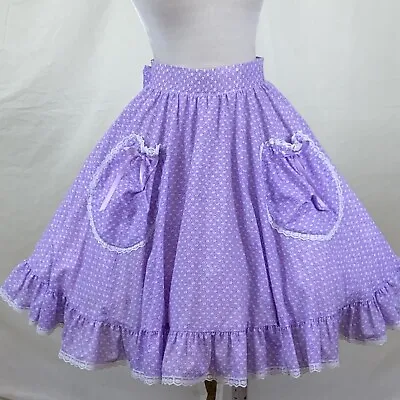 Square Dance SKIRT Purple Floral Fashions By Betty Pockets Sash Zipper Vintage  • $36