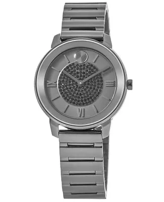 New Movado Trend Grey Crystal Pave Dial Women's Watch 3600636 • $225