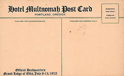 Portland Oregon Multnomah Hotel Advertising Elks Lodge Freemasons Postcard C16 • $65