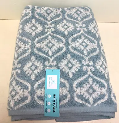 Martha Stewart Everyday Bath Towel Jacquard Pattern Faded Denim Blue  27  X  52” • $20