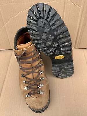 VTG A Vibram Brown Suede Leather Men’s Sz 105 Hiking Mountaineering Boots • $150