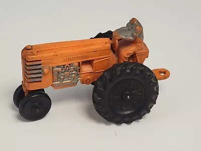 Vintage Auburn Orange W/ Black Wheels Rubber Farm Tractor Toy Miss Farmers Head • $12