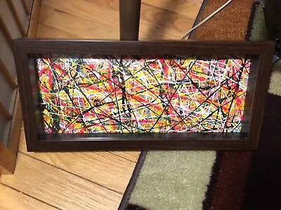 Jackson Pollock Style Painting Shadow Box 7  X 15  Signed By Artist COA • $177.71