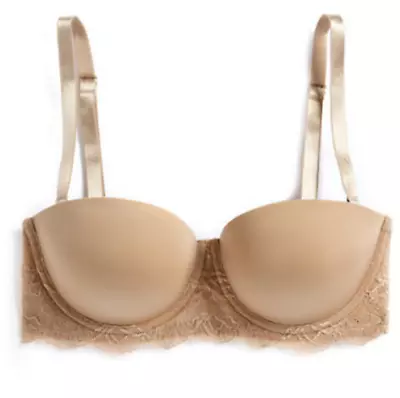 Calvin Klein Seductive Comfort Custom Lift Strapless - Beige - 32DD 0106 • £43.70