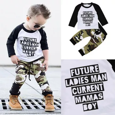 Baby Boy's Long Sleeve Crew Neck T-Shirt And Waist Pants Toddler Comfort Outfit • £11.79