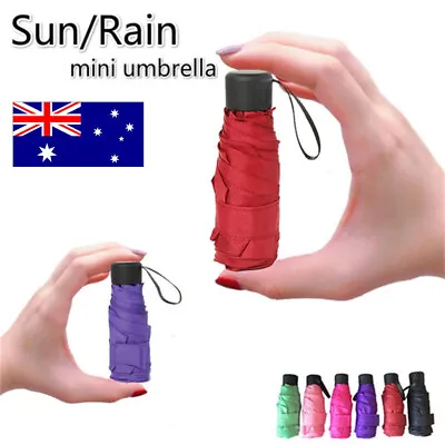 $18.79 • Buy Mini Pocket Umbrella Anti-UV Sun/Rain Windproof Folding Ultra Light Umbrella AU