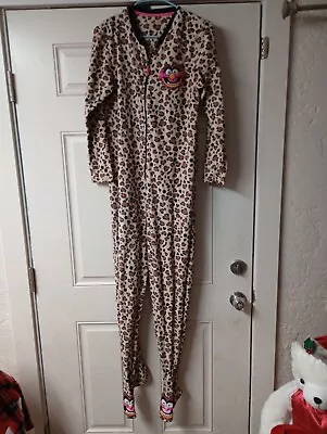 Disney Muppets Animal Fleece Zip Up Footie Pajamas Leopard Print Sz Small Medium • $20