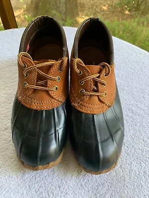 Eddie Bauer Shoes Womens 7 Duck Boots USA Rubber Brown Waterproof Leather LaceUp • $44.92