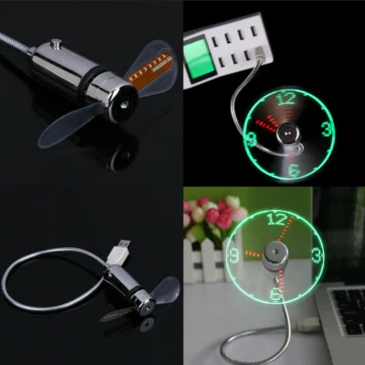 $25.49 • Buy Mini USB Powered LED Cooling Flashing Real Time Display Function Clock Fan