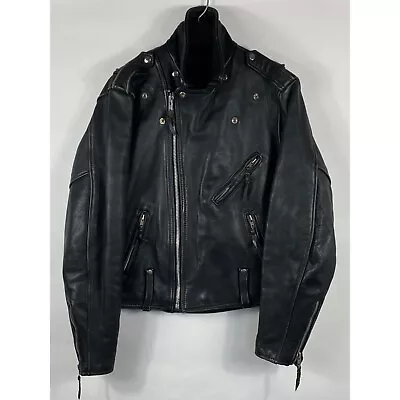 VNTG 70's AMF Harley Davidson RARE Quilt Lined Leather Motorcycle Jacket 44 Tall • $236.55
