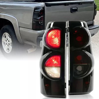 For 1999-2006 Chevy Silverado 1500 2500 3500 Tail Lights Pair Lamps Black Smoke • $38.50