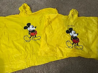 DISNEY Vintage Official Mickey Mouse Hooded Rain Ponchos 1 Child 1 Adult Poncho • $9.89