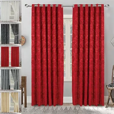 Best Quality Fully Lined Jacquard Eyelet Ready Made Luxury Cleo Curtains (Pair) • £29.99