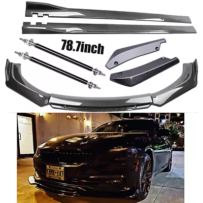 For E36 E46 Carbon Fiber Side Skirts Front Bumper Lip Splitter Rod Carbon Fiber • $159.99