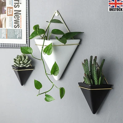 £10.38 • Buy Ceramics Wall Hanging Planter Mounted Flower Pots Basket  Plant Decor Garden UK