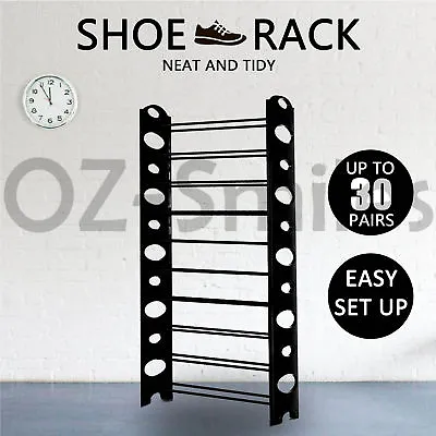 $19.75 • Buy 10 Tiers Shoe Rack 30 Pairs Stackable Storage Holder Organiser For Shoes