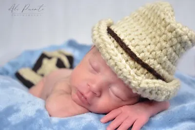 $65 • Buy Newborn Baby Crochet Cowboy Photograph Prop