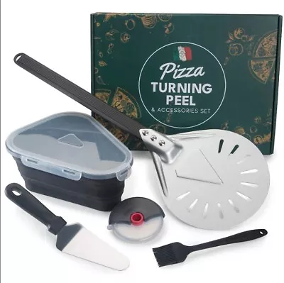 Pizza Peel With Pizza Cutter Storage Container Pie Server And Baking Brush • $29.99