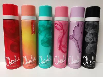 6x CHARLIE BODY FRAGRANCE SPRAY  75ML - Mix • £14.99