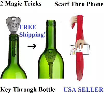 Two Magic Tricks Key Through Bottle & Scarf Through Phone Perfect For Stage Show • $9.45