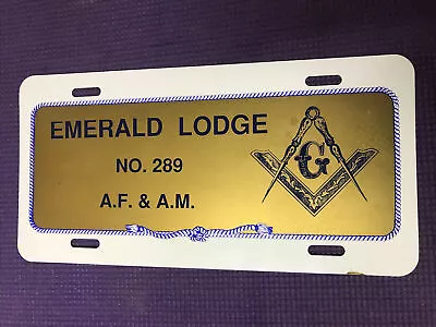 Mason Masonic Lodge Blue Gold White 6x12 Aluminum License Plate Tag Emerald 289 • $12.95