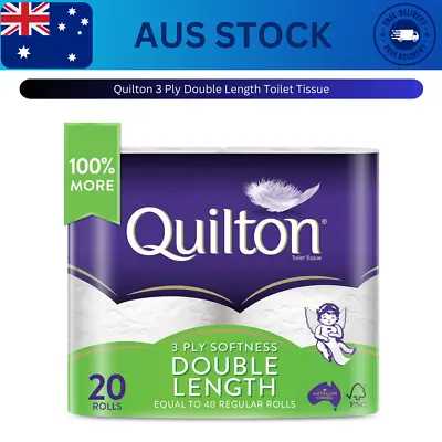 Toilet Paper 20 Rolls Deluxe Quilton 3 Ply Double Length Large Roll Tissue Bulk  • $32.75