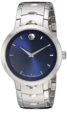 Brand New Movado Men’s Luno Blue Dial 40mm Stainless Steel Watch 0607042 • $399