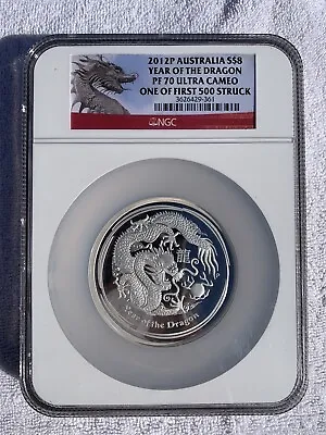 2012P Australia $8 Year Of The Dragon 5oz Silver Coin NGC PF 70 Ultra Cameo #361 • $325