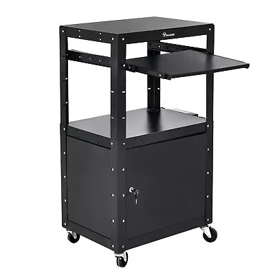 41'' Adjustable Height Metal Media AV Cart W/ Keyboard Power Strip Presentation • $111.87