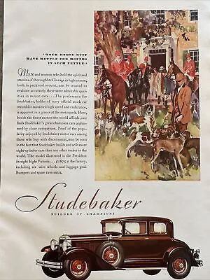 1929 Studebaker Builder Of Champions Auto Car Vintage Print Ad Dogs Horses • $17.23