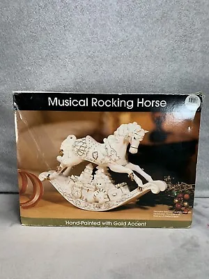 O'Well Musical Rocking Horse Hand-Painted With Gold Accent 9” Tall Porcelain • $64.98