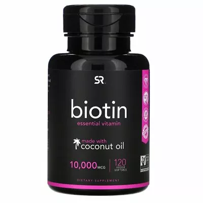 SPORTS RESEARCH Biotin With Coconut Oil 10000 Mcg 120 Veggie Softgels • $64.90