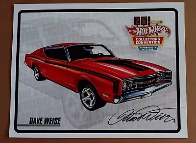 Signed Dave Weise 2012 Hot Wheels 26th Convention   '69 Mercury Cyclone  E Sheet • $40