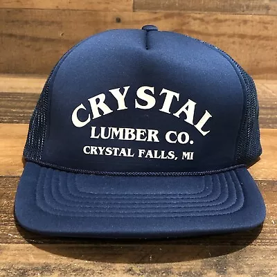 Vintage Blue Falls Michigan Hat Snapback Trucker Cap Mens Crystal Lumber - READ • $30.88